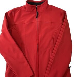Duluth Trading Co Red Softshell Jacket Full Zip Wms. Med. Outerwear Fleece Lined